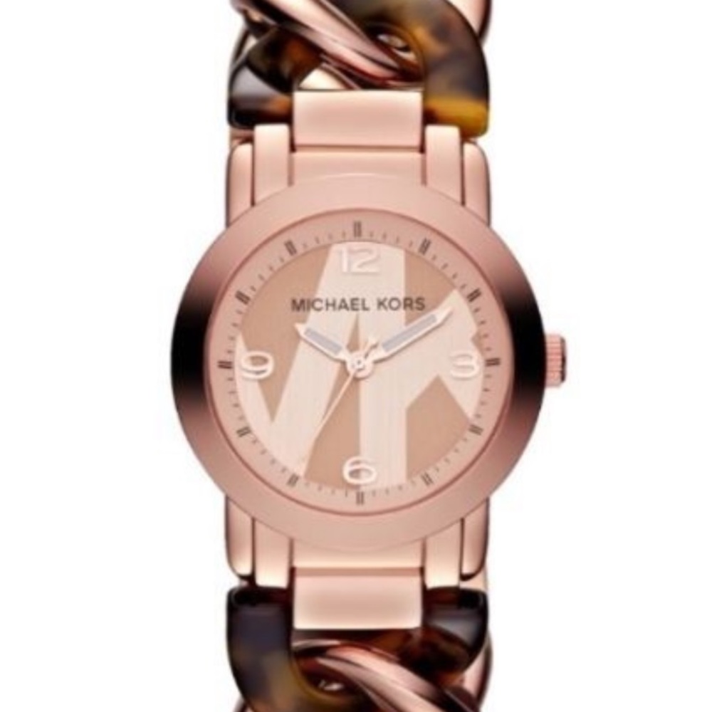 Michael Kors Twist Rose Gold Tortoise Chain Watch
